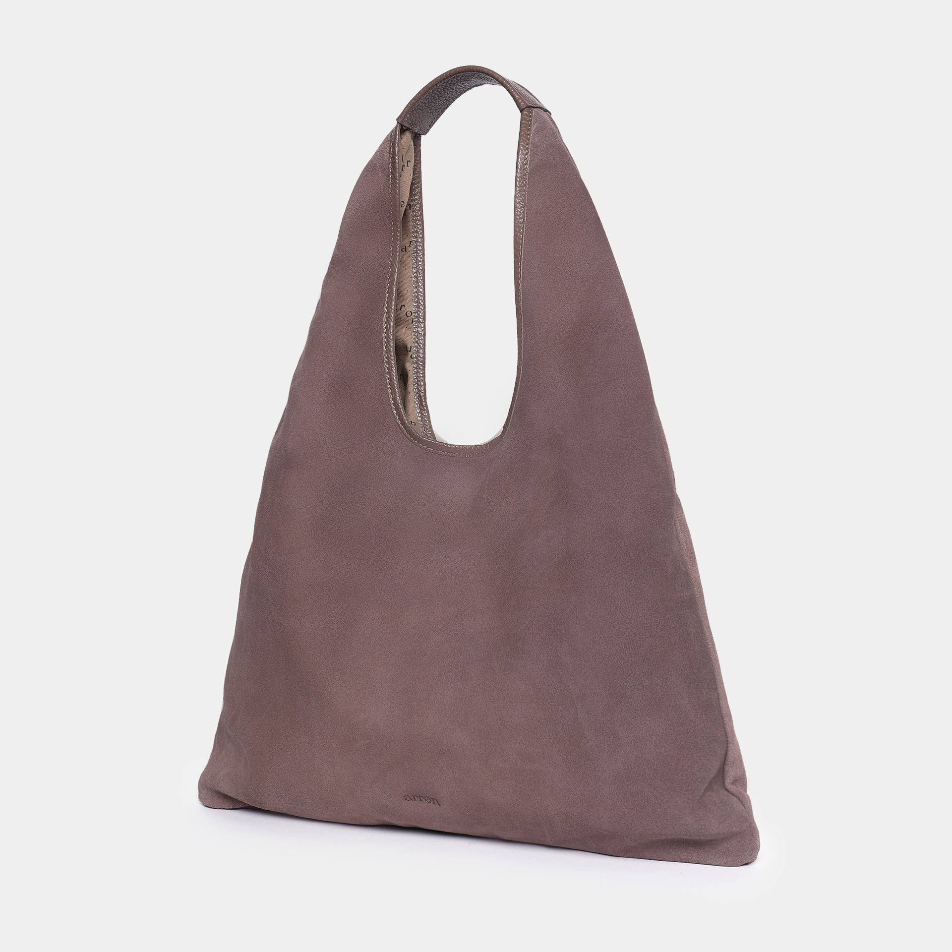 borsa hobo in camoscio brand Arron taupe made in italy