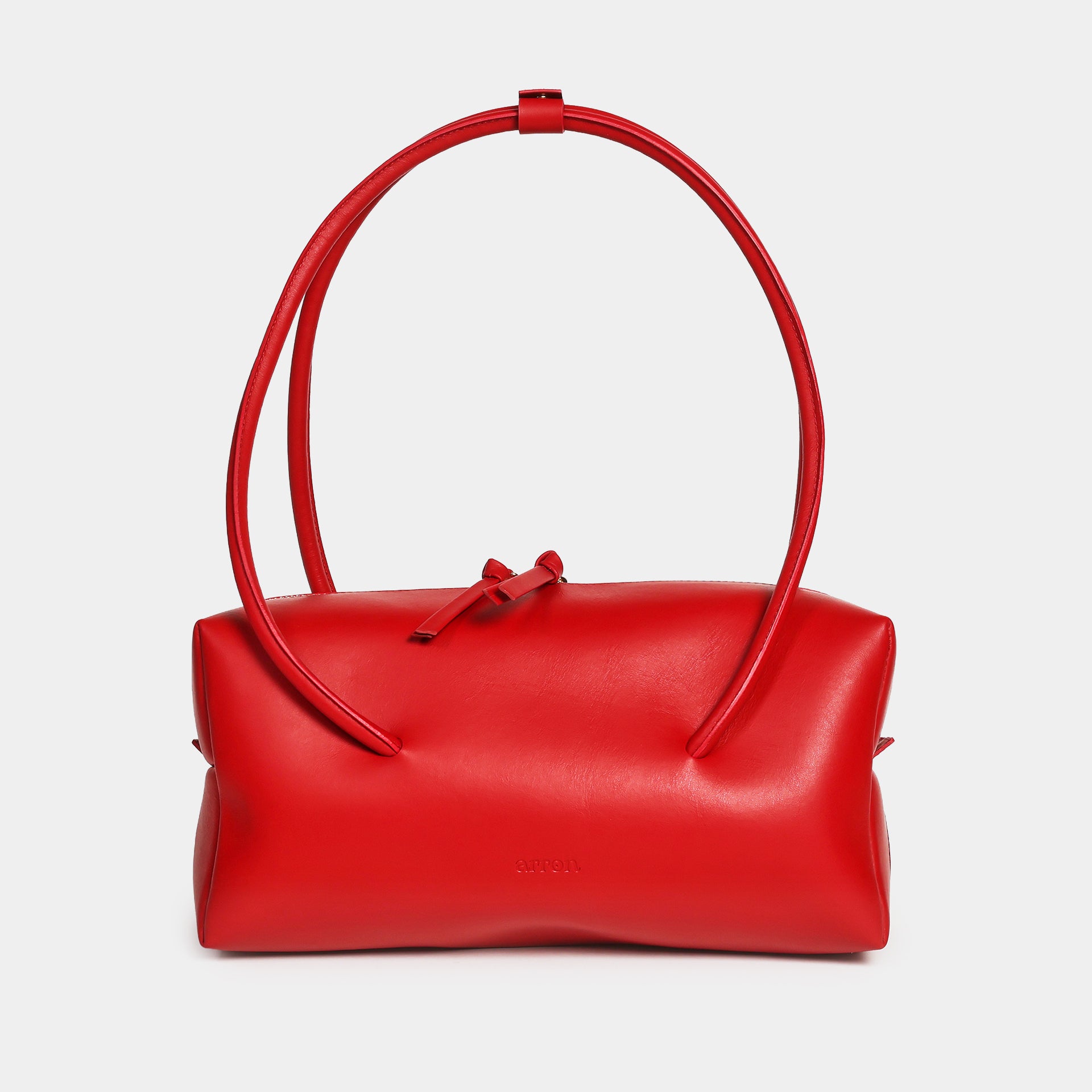 carol borsa scultorea e grafica east west in pelle rossa brand Arron Made in Italy