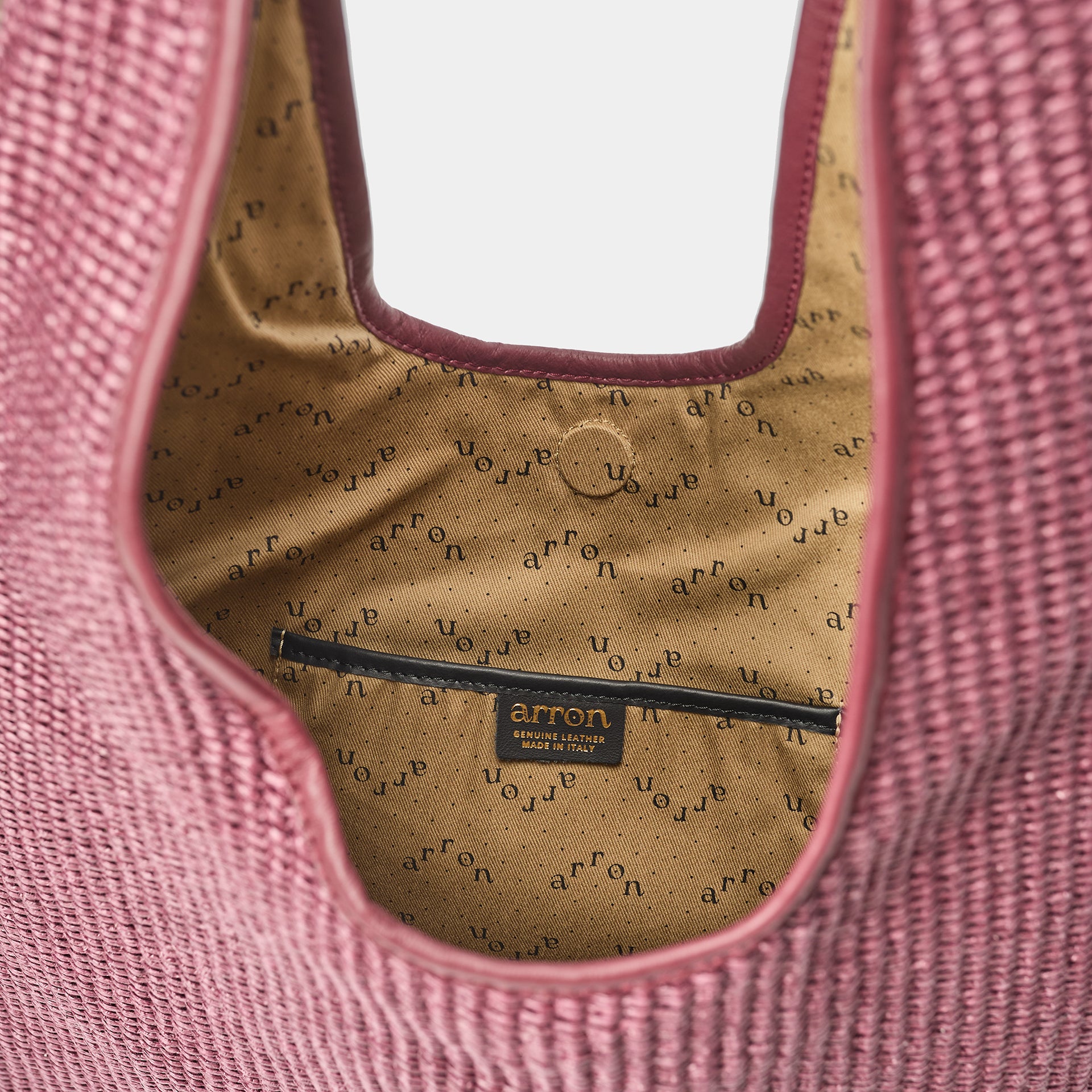 borsa hobo Eva in rafia e pelle color prugna brand Arron
