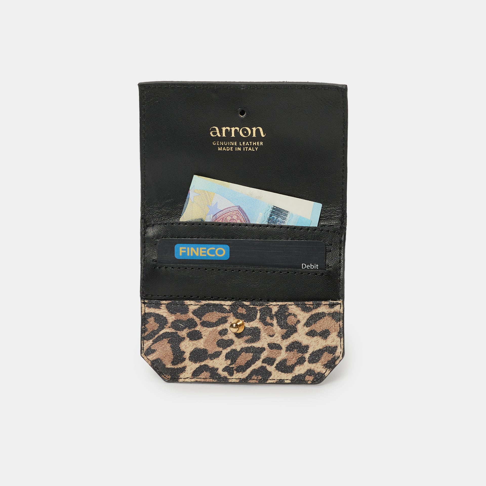 interno di portacarte unisex piccolo e compatto animalier leopardo made in italy Arron