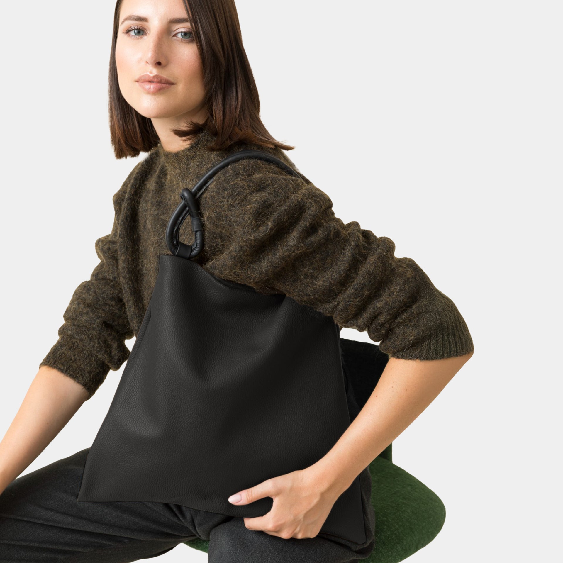 POPPY - hobo pelle nera