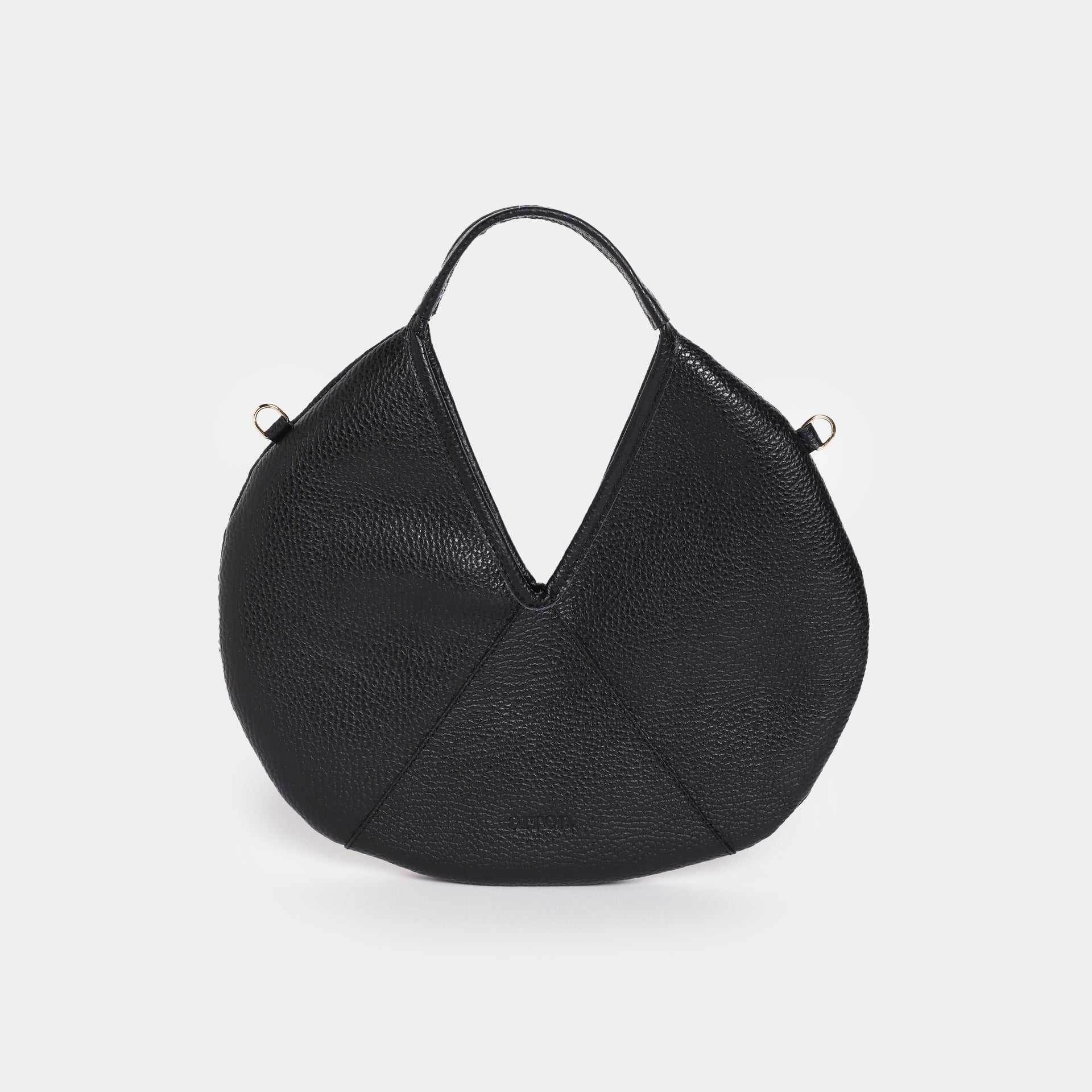 borsa mini forma rotonda hobo in pelle martellata bordeaux design contemporaneo minimalista brand Arron made in Italy