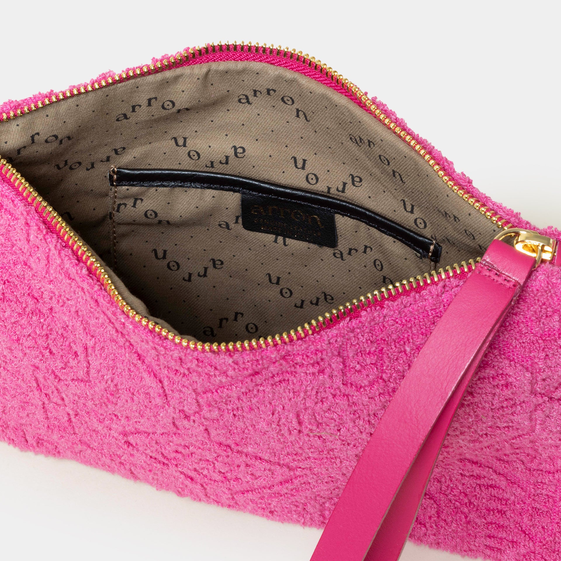 borsetta pochette per trucchi pouch in spugna fuchsia Arron con cerniera zip