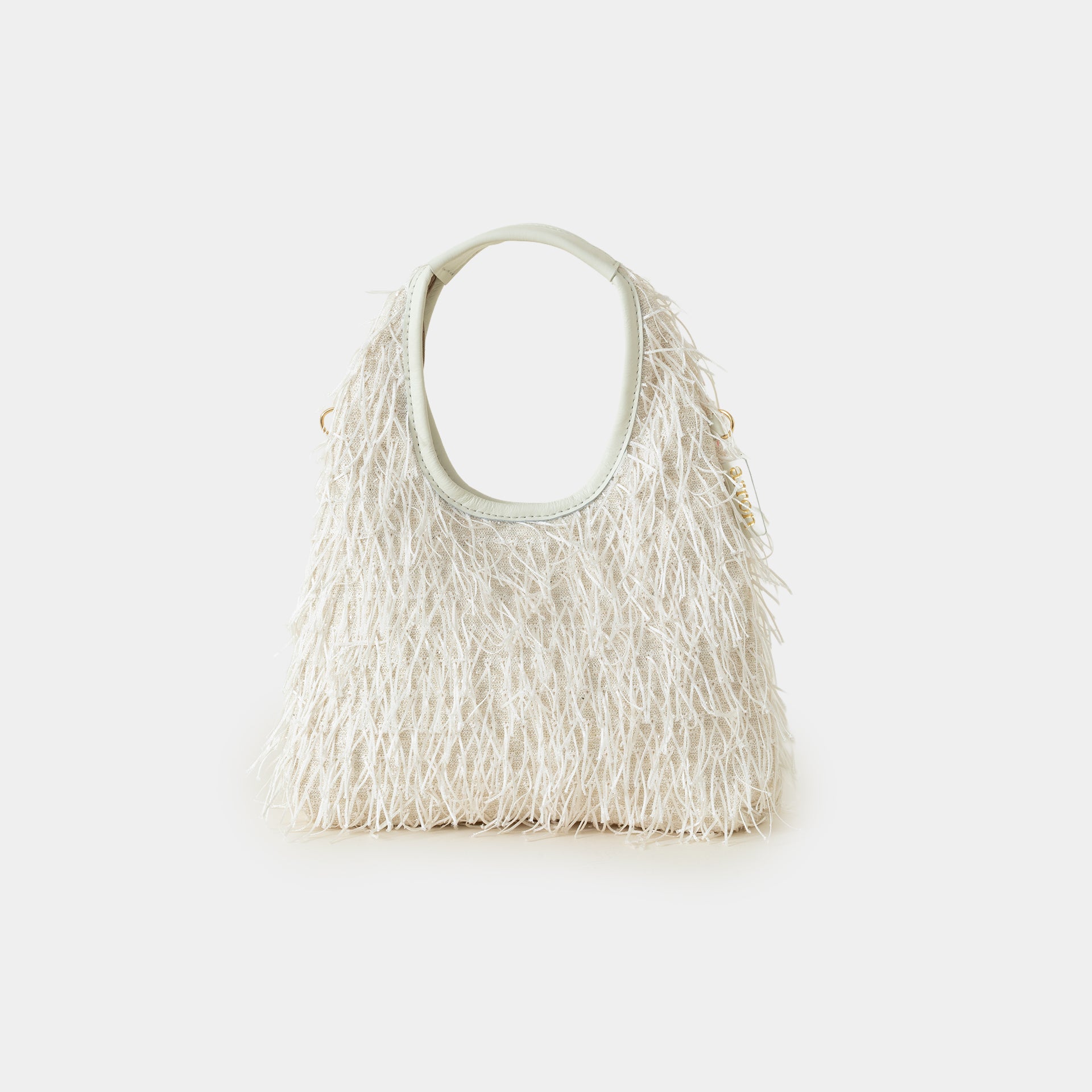 Borsa mini in pelle con frange luminose Arron, vista frontale