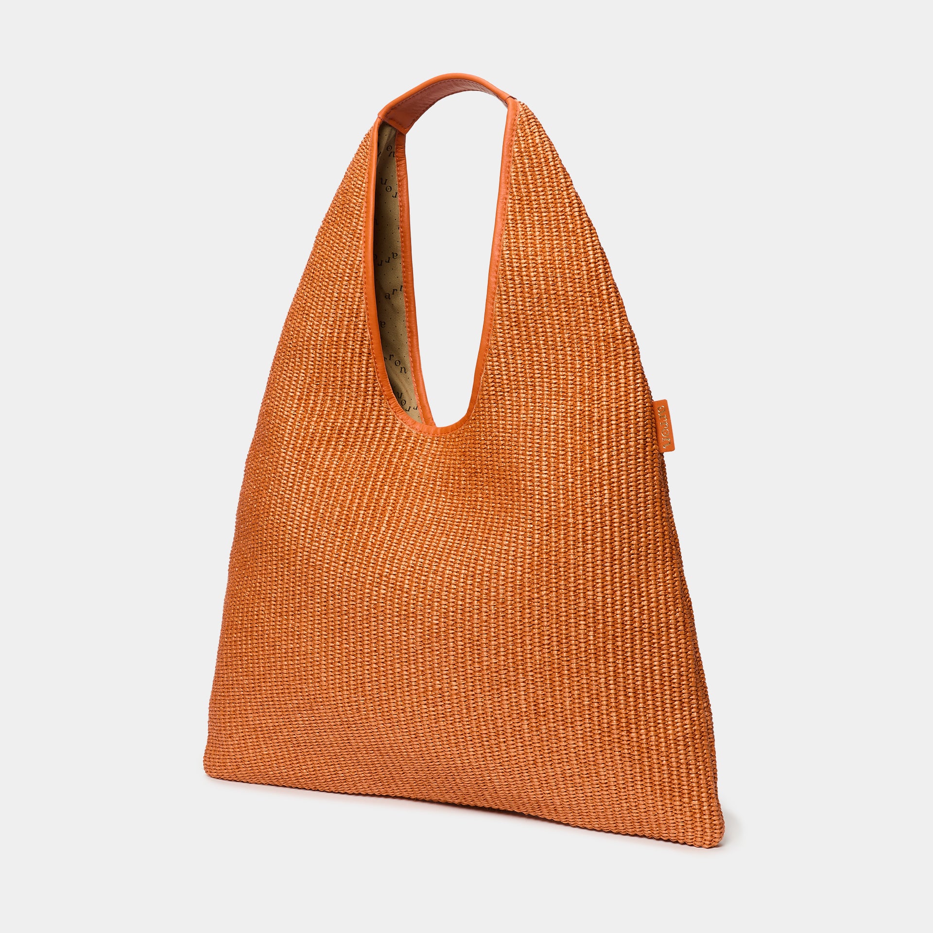 borsa hobo EVA in rafia e pelle color arancione brand ARRON