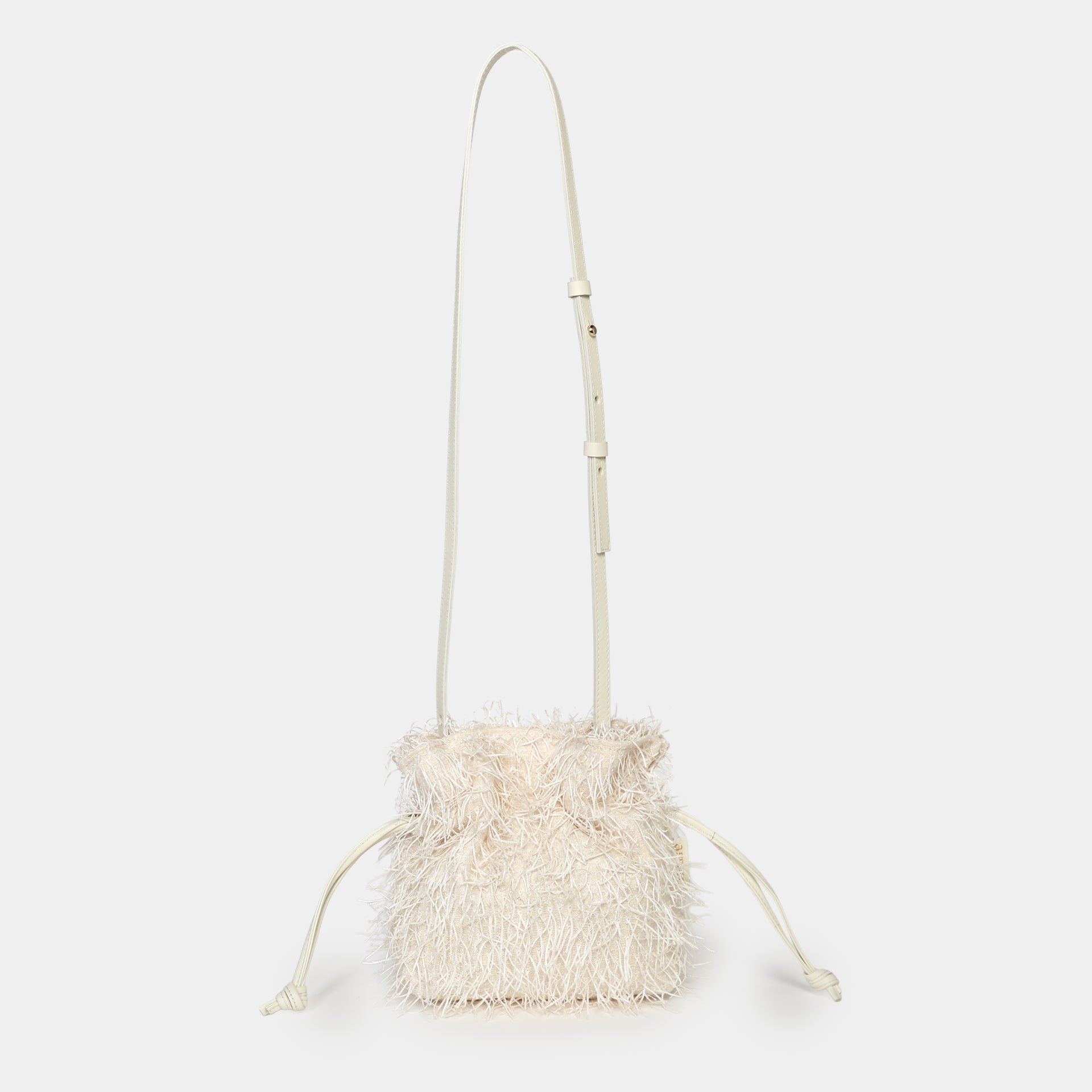 borsa rossana con frange burro luminosa elegante da cerimonia evento sera party bag Arron con tracolla