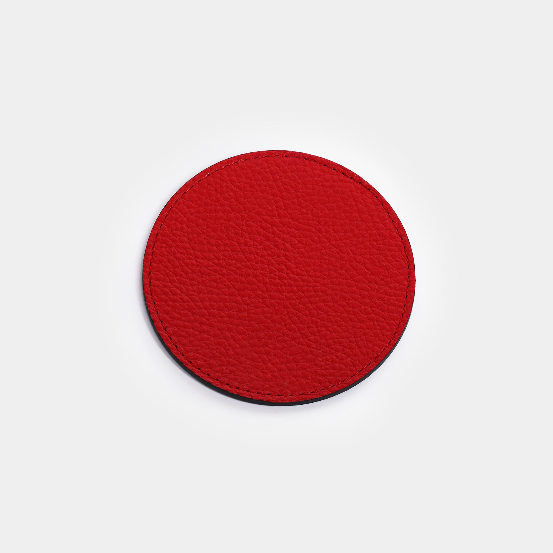 Sottobicchiere Giotto in pelle rossa Arron, design elegante Made in Italy